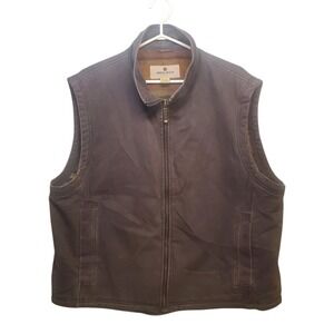 VTG Woolrich 18008 Dark Slate Canvas Blanket Fleece Lined Full Zip Vest Size XL